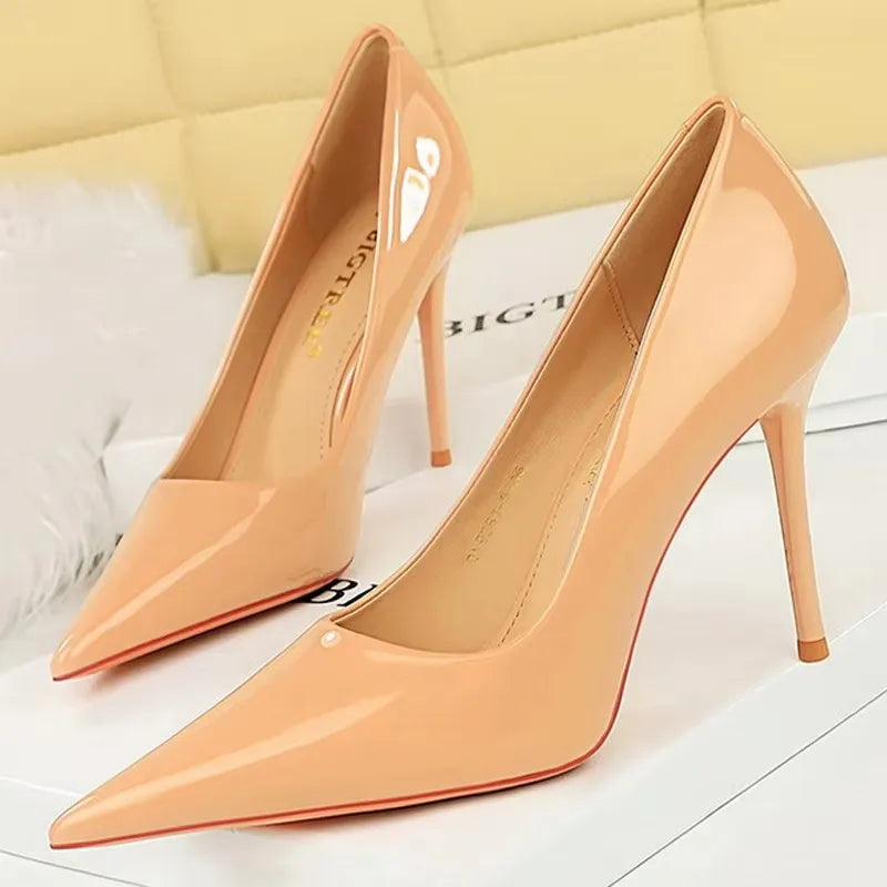 BIGTREE Shoes Patent Leather Women Pumps Sexy High Heels Pointed Lady Party Shoes Stilettos Women Heels Fashion Wedding Shoes Pi-Mart