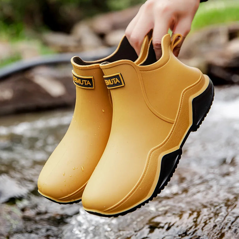 Low-cylinder Rain Shoes for Men and Women: Outdoor Fishing Waterproof Shoes, Stylish Style for Outdoor Wear, Rain Boots LadyShow.Store