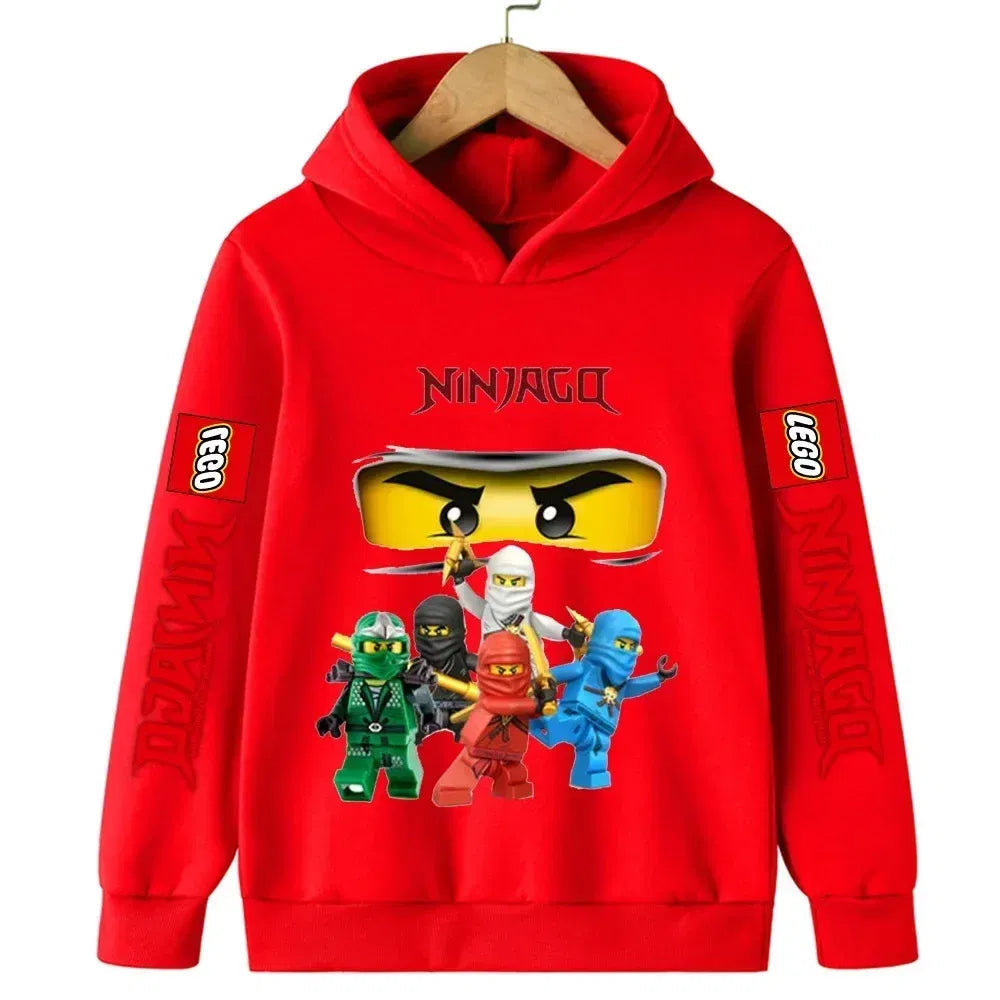 Color: Yellow, Kid Size: 17 - Lego Phantom Ninja Cartoon Children's Hooded Hoodies Casual Sports Sweatshirt 3-13 Year Old Boy Kid Baby Girls Clothes Pullover W2B
