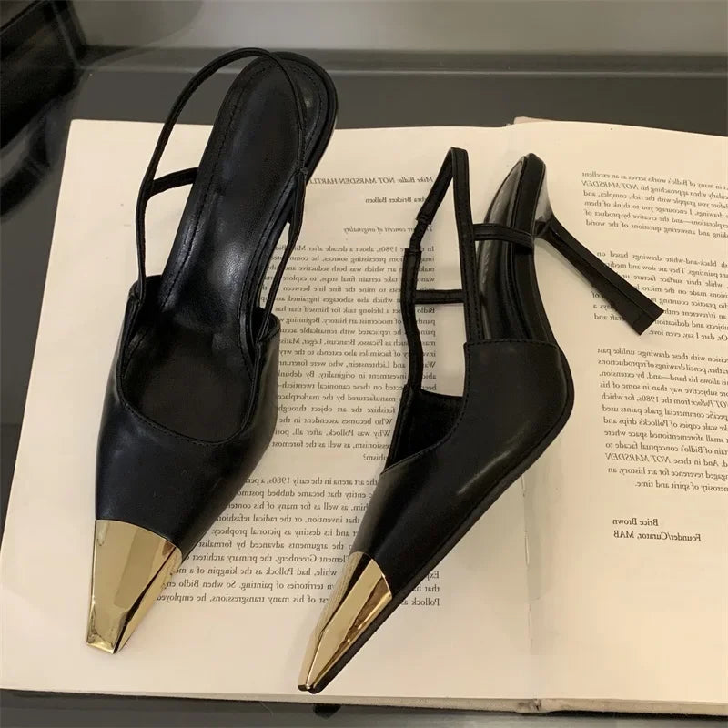Eilyken Street Style Pointed Toe Women Pumps Fashion Slingbacks Thin High Heels Elegant Stripper Prom Ladies Sandals Shoes LadyShow.Store