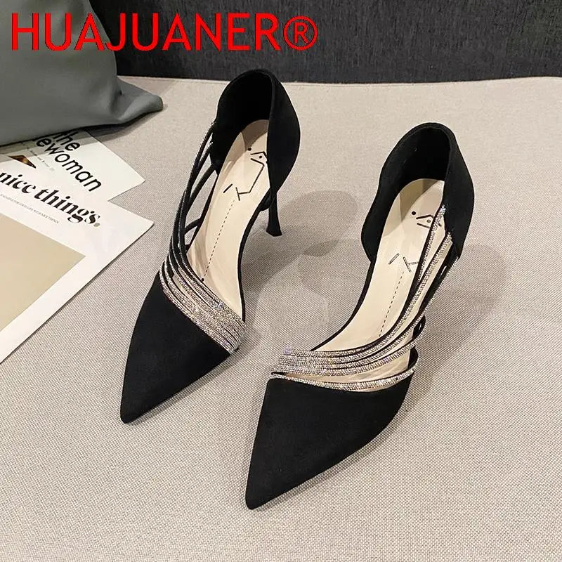 2026 Spring Luxury Women Rhineston Stiletto High Heels Pumps Scarpins Designer Lady Black Heels Wedding Party Bridal Prom Shoes Pi-Mart
