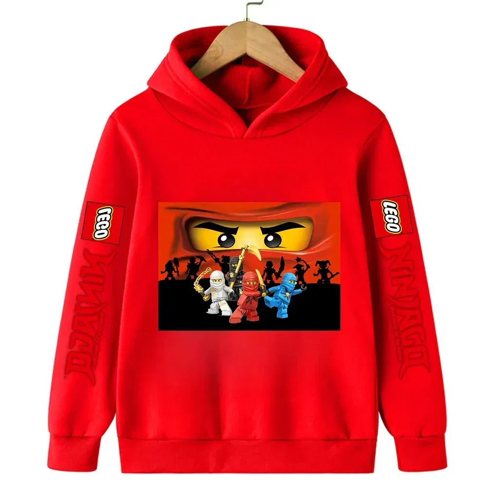 Color: Yellow, Kid Size: 17 - Lego Phantom Ninja Cartoon Children's Hooded Hoodies Casual Sports Sweatshirt 3-13 Year Old Boy Kid Baby Girls Clothes Pullover W2B