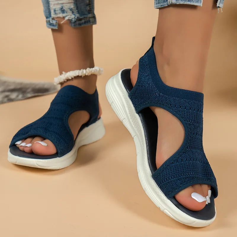 Women Summer Shoes 2024 New Mesh Fish Platform Sandals Women's Open Toe Wedge Sandals Ladies Light Casual Shoes Zapatillas Muje LadyShow.Store