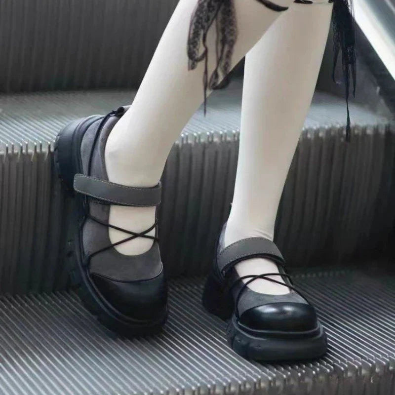 Women's Platform Mary Jane Loafers, Crisscross Strap Chunky Heel Casual Shoes, Sweet & Cool Style for Spring Daily Date & Party LadyShow.Store