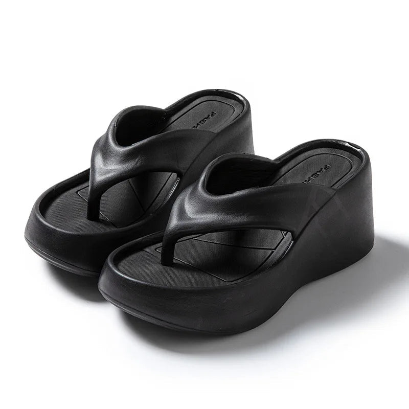 2026 New Women Fashion Slippers Soft EVA Summer Platform Shoes Girls Beach Flip Flops Thick Sole Female High Heel Street Sandals LadyShow.Store