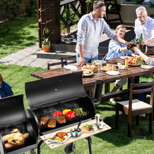 Low Smoke Outdoor BBQ Grill Steel Barbecue Cooker with Firebox W2B