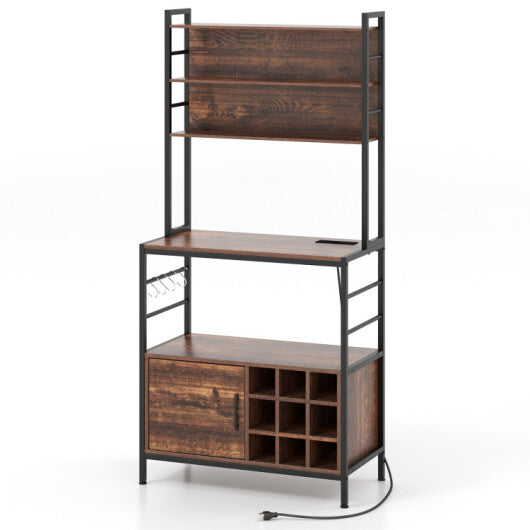 Coffee Bar Cabinet with Classified Storage and Wine Bottle Holders