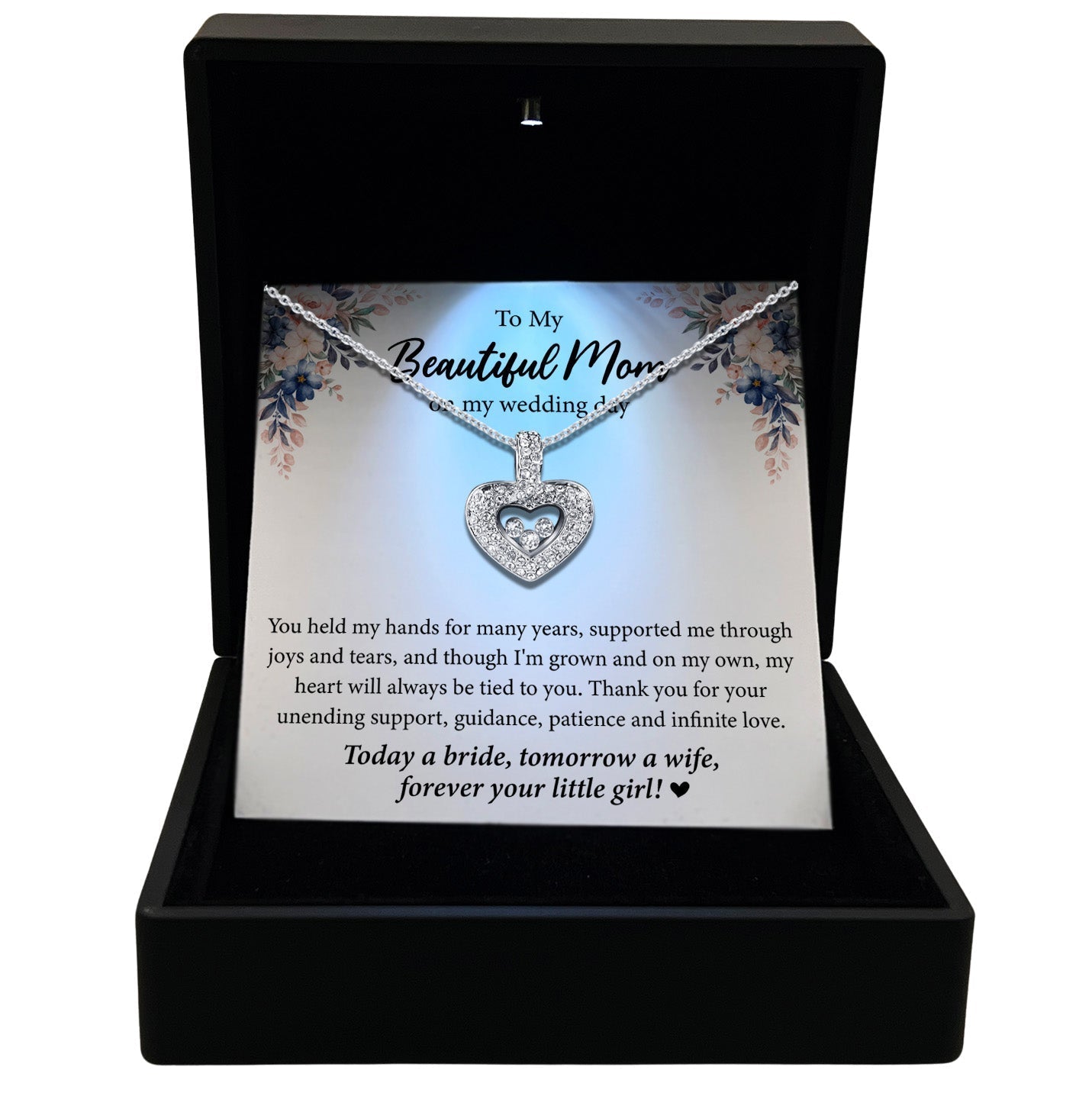 To My Beautiful Mom on My Wedding Day - Tryndi Floating Heart Necklace TRYNDI