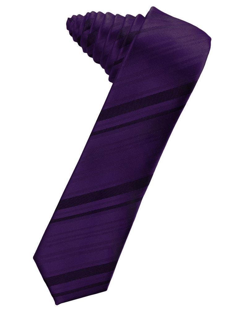 Striped Satin Skinny Necktie Self Tie-1
