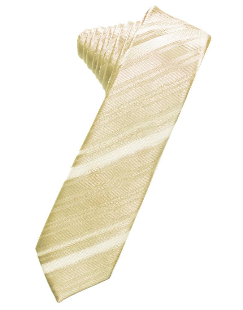Striped Satin Skinny Necktie Self Tie-4