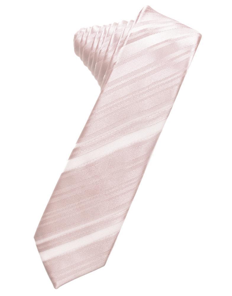 Striped Satin Skinny Necktie Self Tie-7