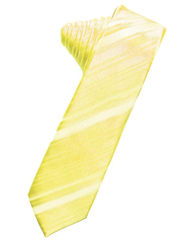 Striped Satin Skinny Necktie Self Tie-9