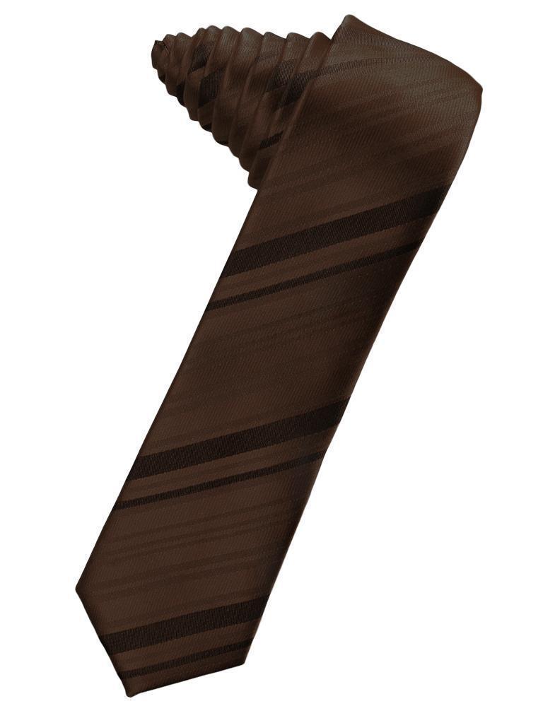 Striped Satin Skinny Necktie Self Tie-11