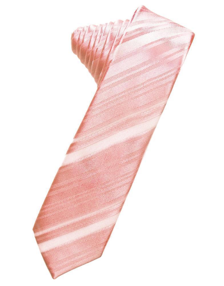Striped Satin Skinny Necktie Self Tie-15