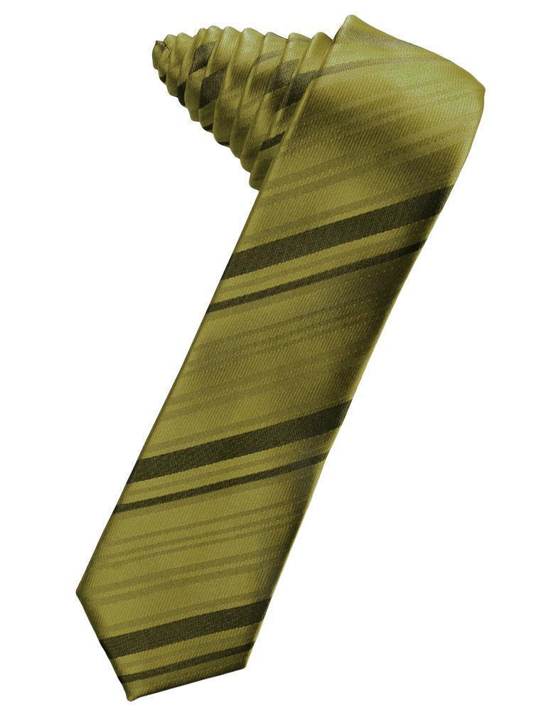 Striped Satin Skinny Necktie Self Tie-17