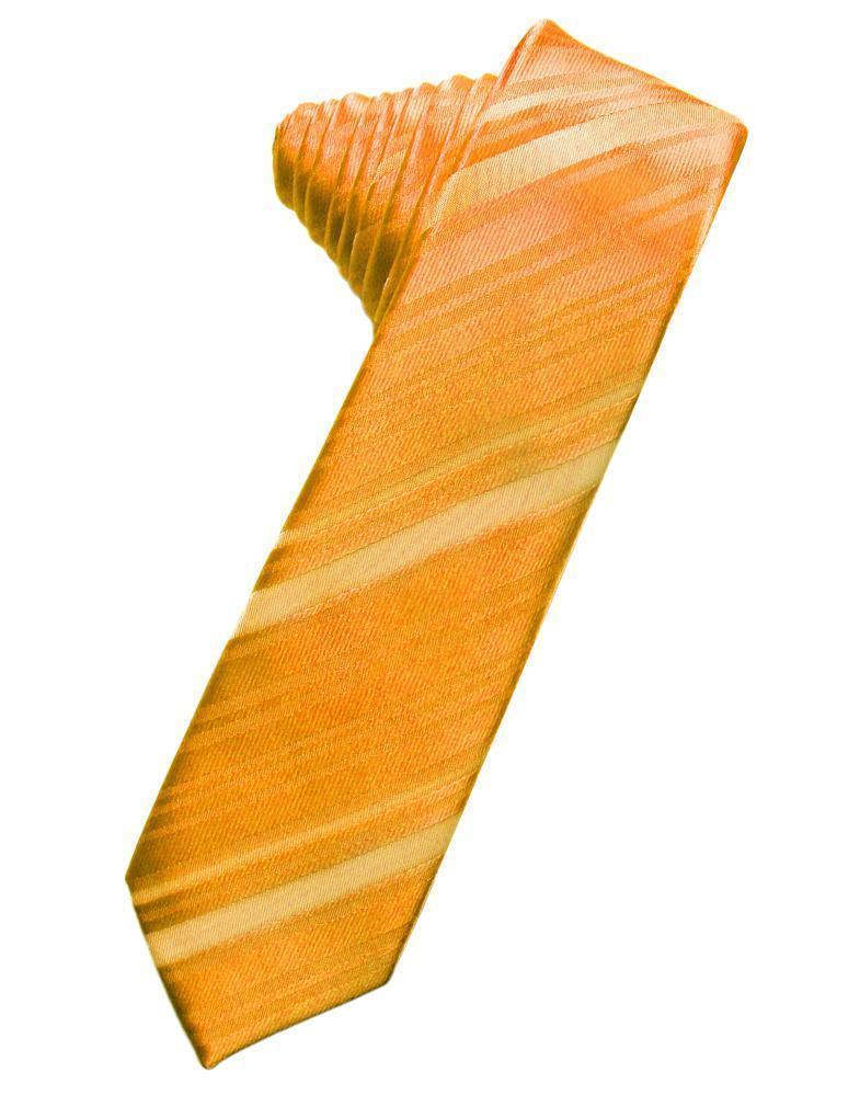 Striped Satin Skinny Necktie Self Tie-34
