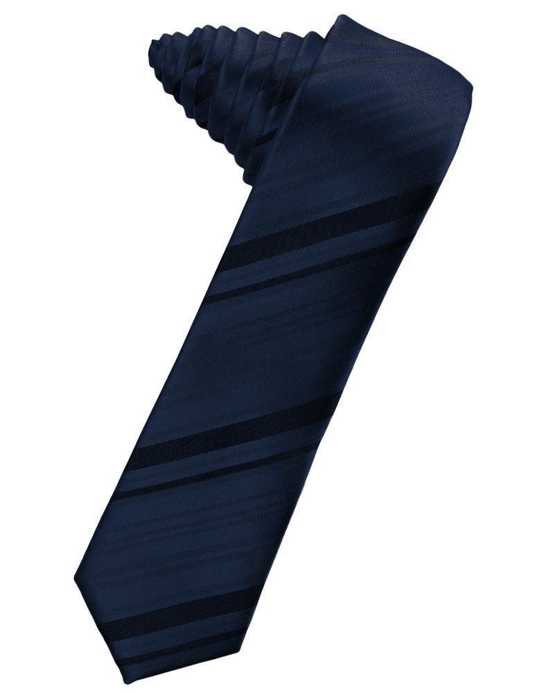 Striped Satin Skinny Necktie Self Tie-35