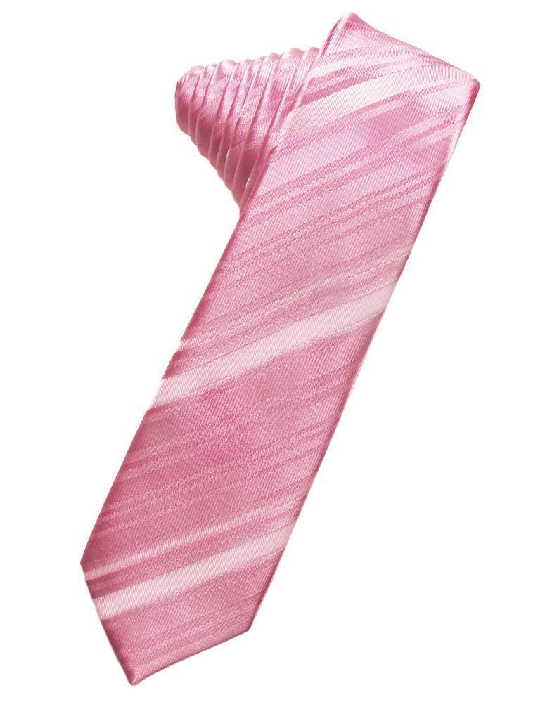 Striped Satin Skinny Necktie Self Tie-49