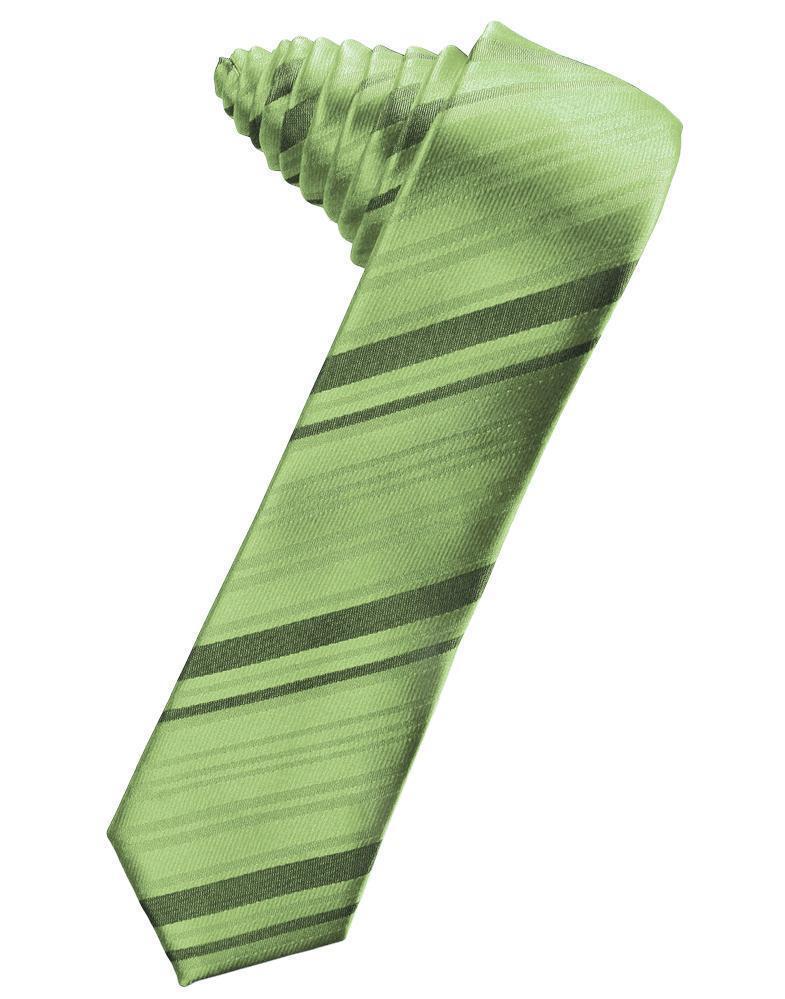 Striped Satin Skinny Necktie Self Tie-51