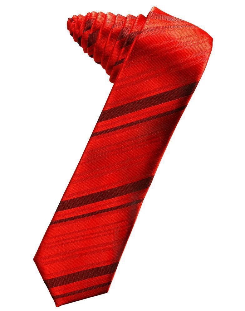 Striped Satin Skinny Necktie Self Tie-53