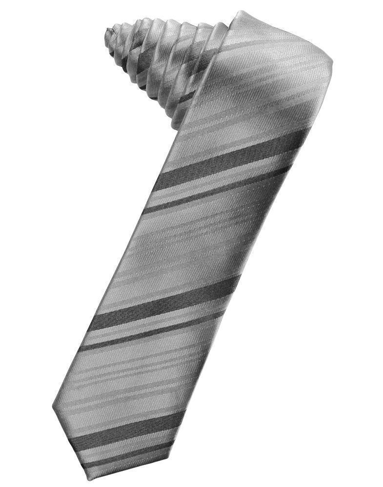 Striped Satin Skinny Necktie Self Tie-54
