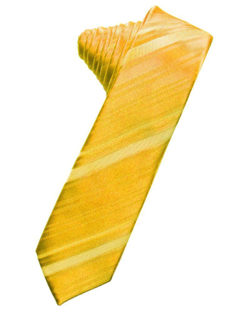 Striped Satin Skinny Necktie Self Tie-56