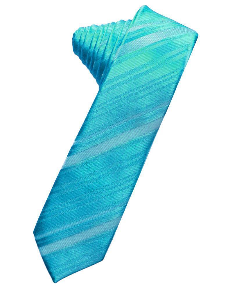 Striped Satin Skinny Necktie Self Tie-58