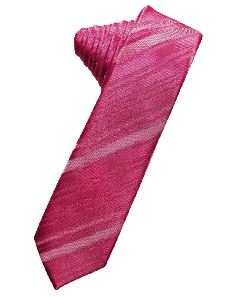 Striped Satin Skinny Necktie Self Tie-59