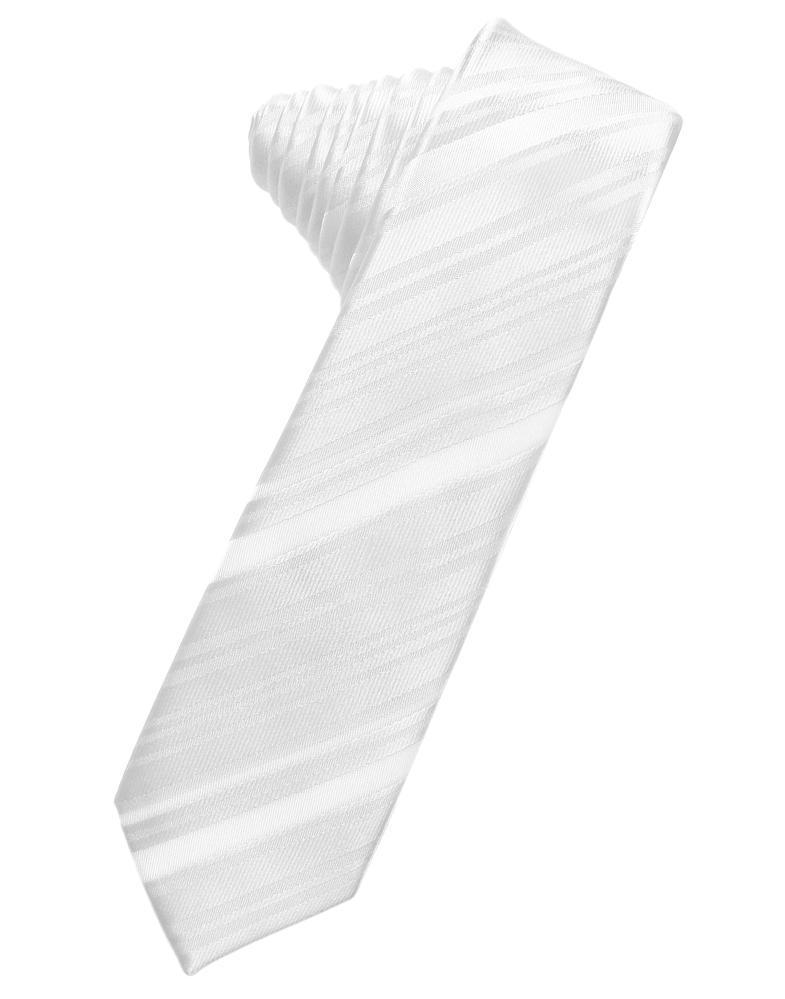Striped Satin Skinny Necktie Self Tie-60