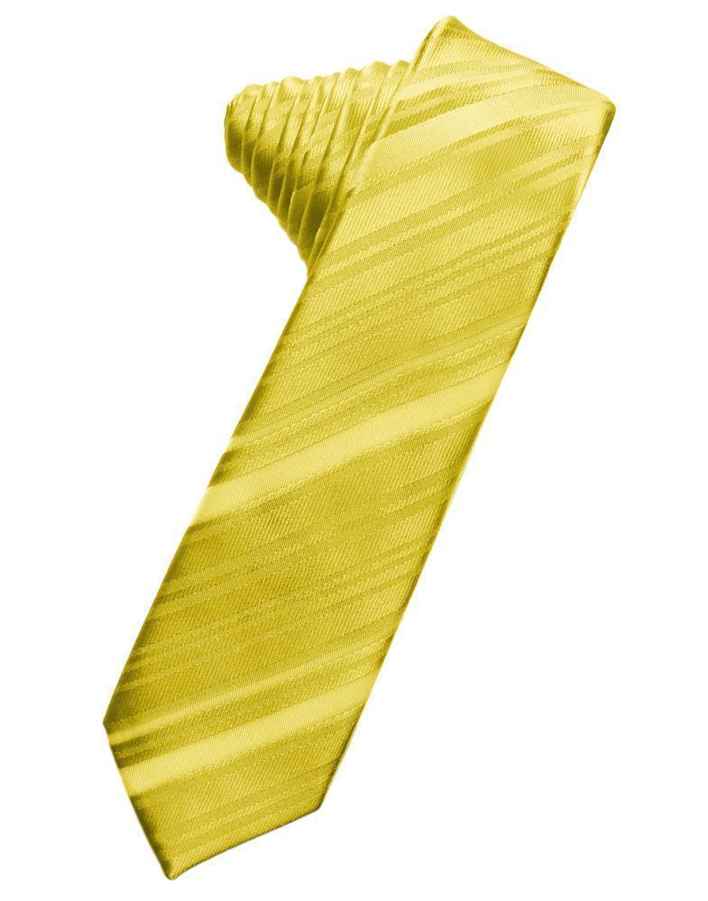 Striped Satin Skinny Necktie Self Tie-61