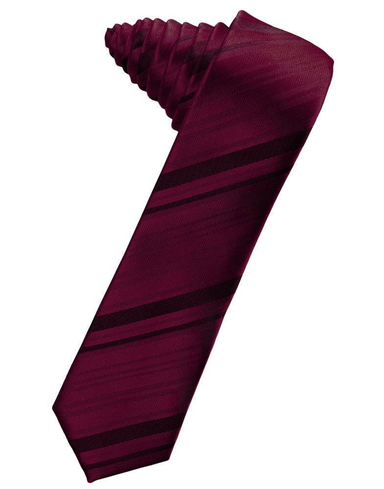 Striped Satin Skinny Necktie Self Tie-62