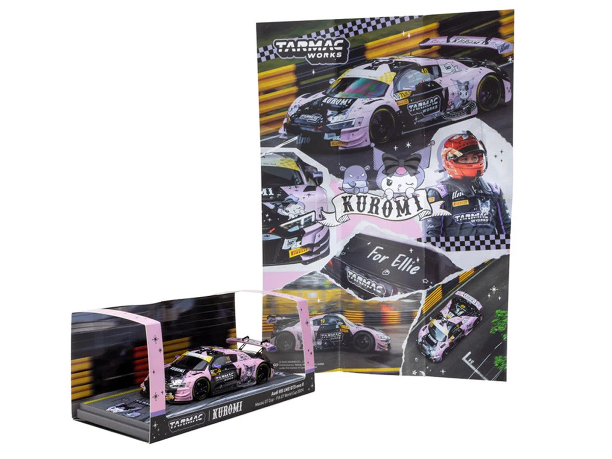 Audi R8 LMS GT3 evo II #10 Adderly Fong "Uno Racing Team - Kuromi" "Macau GT Cup - FIA GT World Cup" (2024) with A4 Poster "Hobby43" Series 1/43 Diecast Model Car by Tarmac Works Tarmac Works