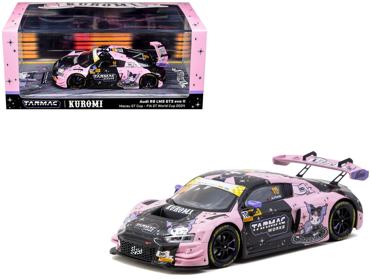 Audi R8 LMS GT3 evo II #10 Adderly Fong "Uno Racing Team - Kuromi" "Macau GT Cup - FIA GT World Cup" (2024) with A4 Poster "Hobby43" Series 1/43 Diecast Model Car by Tarmac Works Tarmac Works