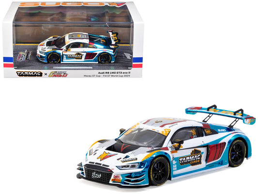 Audi R8 LMS GT3 evo II #30 James Yu "Uno Racing Team" "Macau GT Cup - FIA GT World Cup" (2024) with A4 Poster "Hobby43" Series 1/43 Diecast Model Car by Tarmac Works Tarmac Works