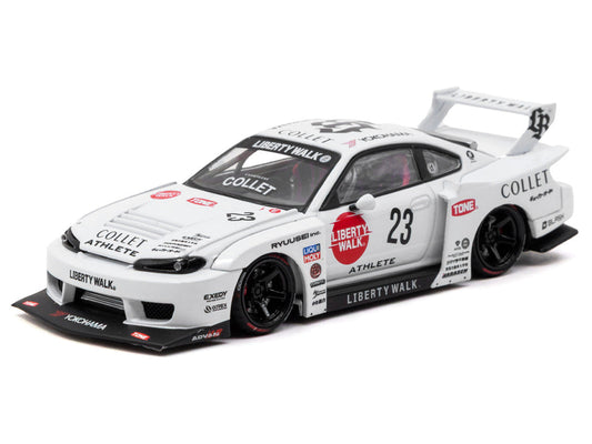 Nissan Silvia (S15) LB-Super Silhouette RHD (Right Hand Drive) #23 "Collet" White with Graphics "Hobby43" Series 1/43 Diecast Model Car by Tarmac Works Tarmac Works