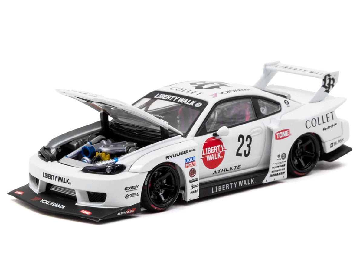 Nissan Silvia (S15) LB-Super Silhouette RHD (Right Hand Drive) #23 "Collet" White with Graphics "Hobby43" Series 1/43 Diecast Model Car by Tarmac Works Tarmac Works