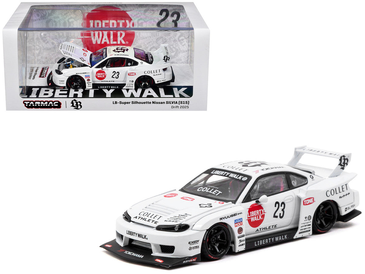 Nissan Silvia (S15) LB-Super Silhouette RHD (Right Hand Drive) #23 "Collet" White with Graphics "Hobby43" Series 1/43 Diecast Model Car by Tarmac Works Tarmac Works