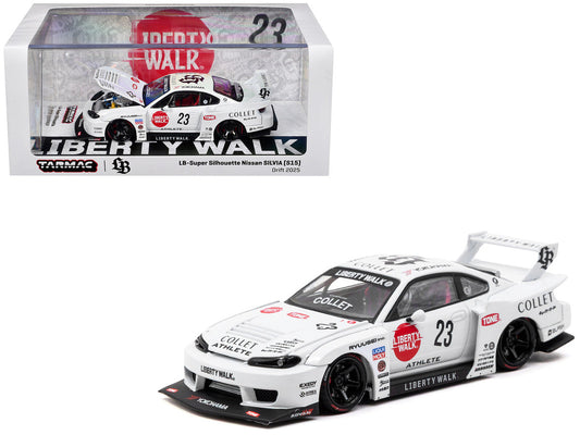 Nissan Silvia (S15) LB-Super Silhouette RHD (Right Hand Drive) #23 "Collet" White with Graphics "Hobby43" Series 1/43 Diecast Model Car by Tarmac Works Tarmac Works