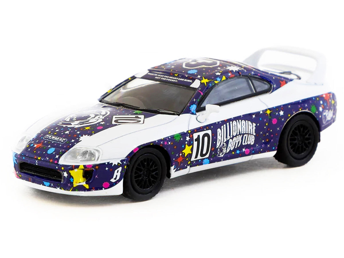Toyota Supra RHD (Right Hand Drive) #10 "Billionaire Boys Club" Purple and White with Graphics "Hobby64" Series 1/64 Diecast Model Car by Tarmac Works Tarmac Works