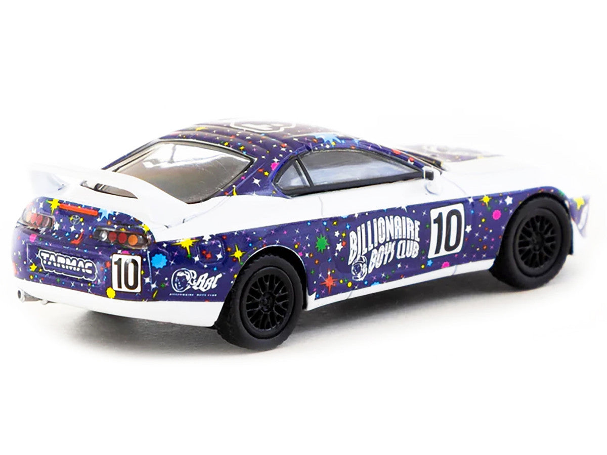 Toyota Supra RHD (Right Hand Drive) #10 "Billionaire Boys Club" Purple and White with Graphics "Hobby64" Series 1/64 Diecast Model Car by Tarmac Works Tarmac Works