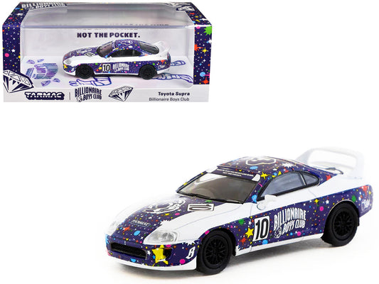 Toyota Supra RHD (Right Hand Drive) #10 "Billionaire Boys Club" Purple and White with Graphics "Hobby64" Series 1/64 Diecast Model Car by Tarmac Works Tarmac Works