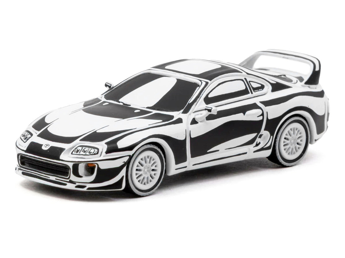 Toyota Supra "Designed by Joshua Vides" Black and White "Hobby64" Series 1/64 Diecast Model Car by Tarmac Works Tarmac Works