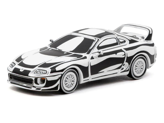 Toyota Supra "Designed by Joshua Vides" Black and White "Hobby64" Series 1/64 Diecast Model Car by Tarmac Works Tarmac Works