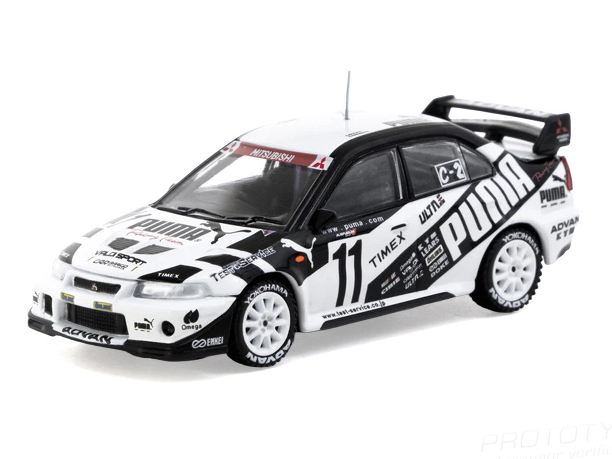 Mitsubishi Lancer Evolution VI TME RHD (Right Hand Drive) #11 Akihiko Nakaya - Takayuki Kinoshita "Puma - Super Taikyu Series" (2000) "Hobby64" Series 1/64 Diecast Model Car by Tarmac Works Tarmac Works