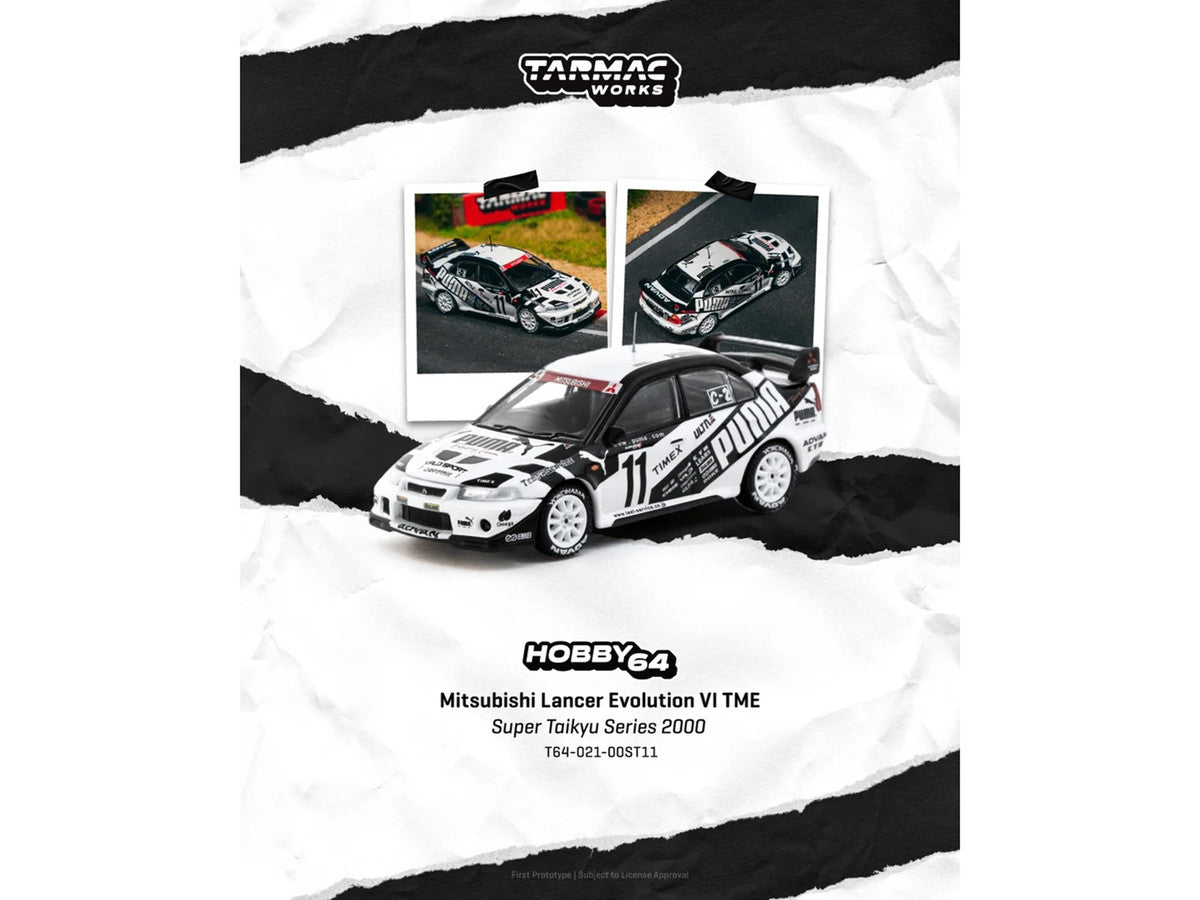 Mitsubishi Lancer Evolution VI TME RHD (Right Hand Drive) #11 Akihiko Nakaya - Takayuki Kinoshita "Puma - Super Taikyu Series" (2000) "Hobby64" Series 1/64 Diecast Model Car by Tarmac Works Tarmac Works