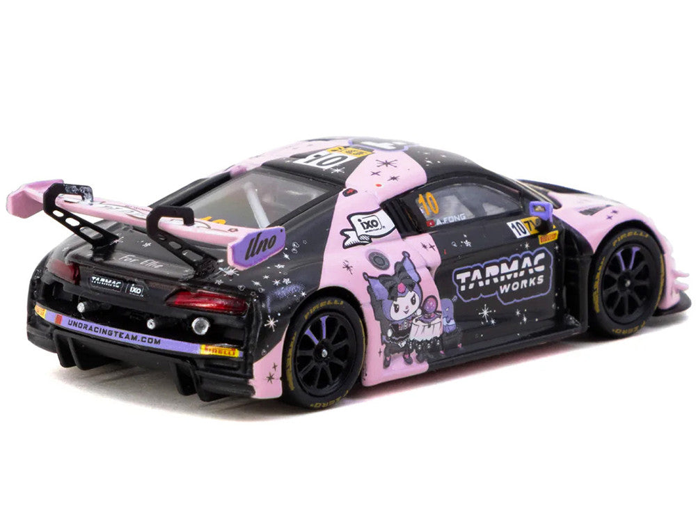 Audi R8 LMS GT3 evo II #10 Adderly Fong "Uno Racing Team - Kuromi" "Macau GT Cup - FIA GT World Cup" (2024) with  Collectible Tarmac Cards "Hobby64" Series 1/64 Diecast Model Car by Tarmac Works-2