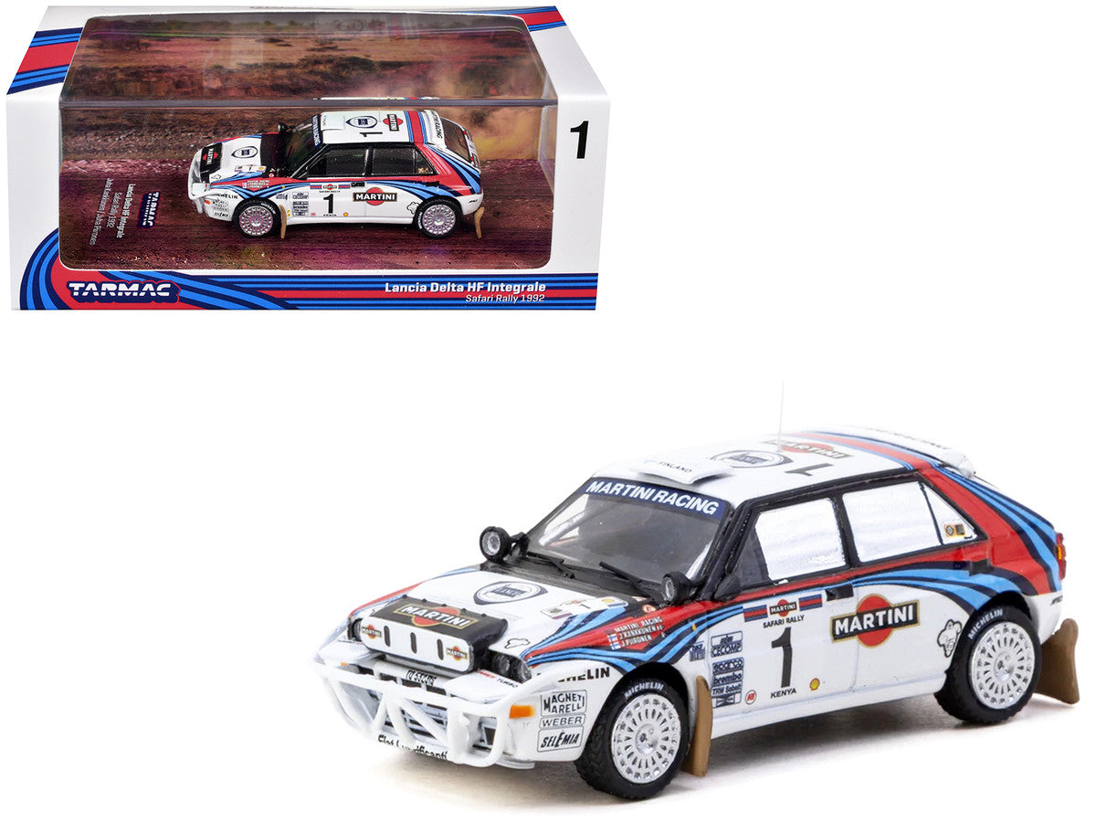 Lancia Delta HF Integrale #1 Juha Kankkunen - Juha Piironen "Martini Racing" 2nd Place "Safari Rally" (1992) "Hobby64" Series 1/64 Diecast Model Car by Tarmac Works Tarmac Works