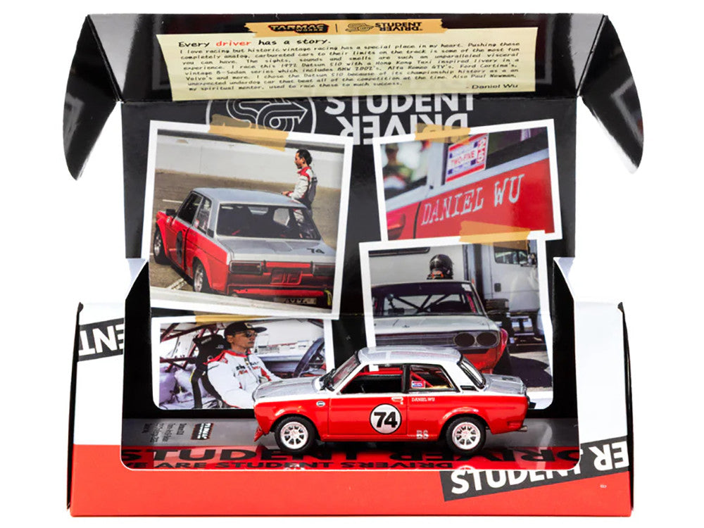 Datsun 510 #74 Daniel Wu "Trans-Am B-Sedan 2.5 Challenge" (2023) Silver and Red "Hobby64" Series 1/64 Diecast Model Car by Tarmac Works Tarmac Works