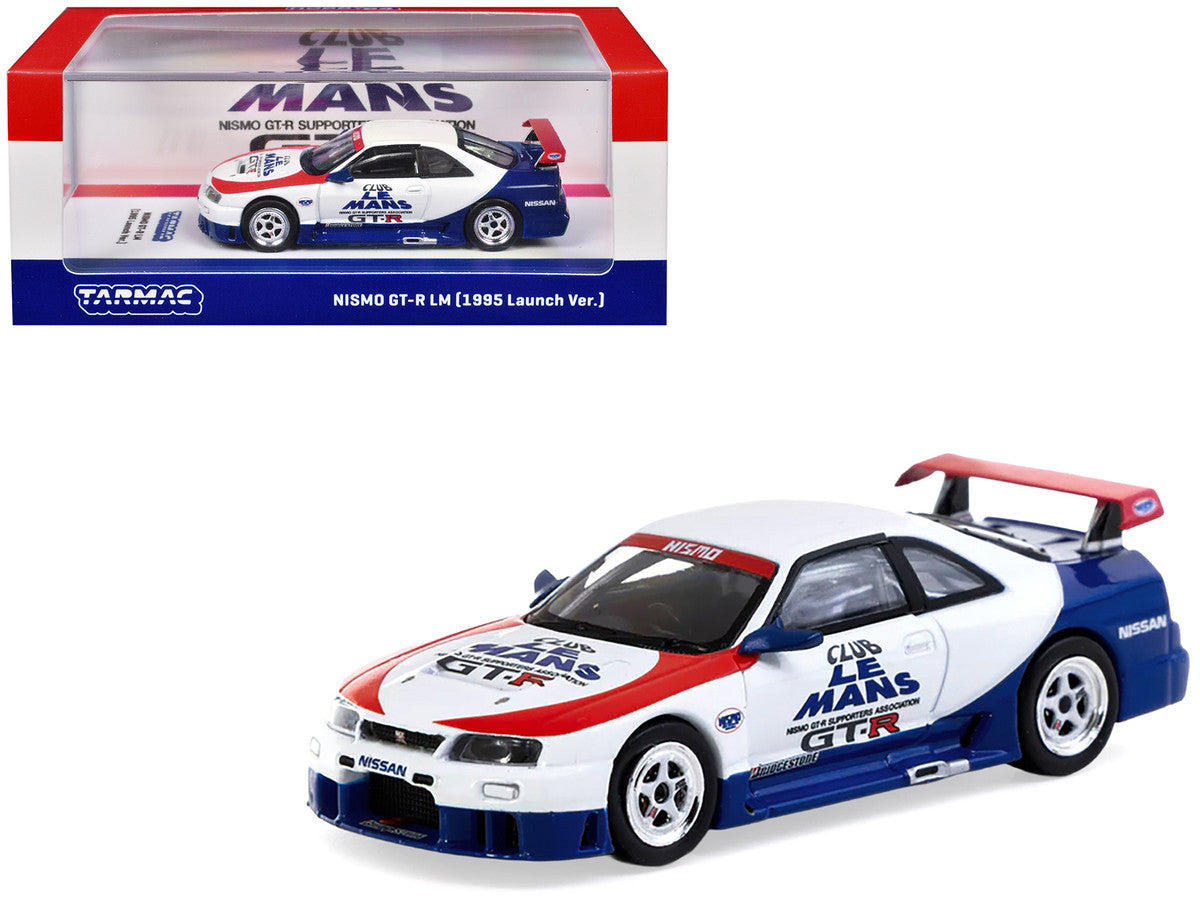 Nissan Nismo GT-R LM RHD (Right Hand Drive) "1995 Launch Version" White with Red and Blue Accents "Hobby64" Series 1/64 Diecast Model Car by Tarmac Works Tarmac Works