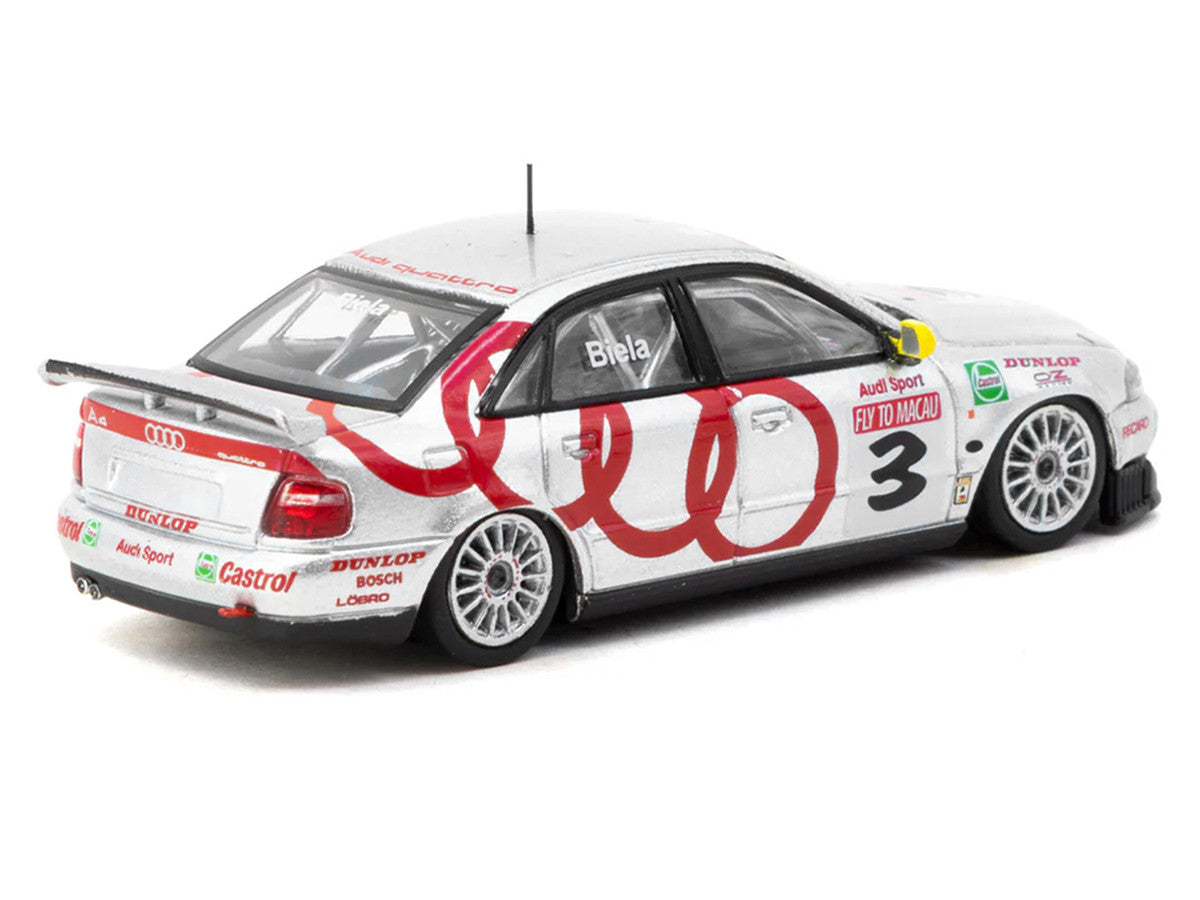 Audi A4 Quattro #3 Frank Biela Winner "Macau Guia Race" (1996) "Hobby64" Series 1/64 Diecast Model Car by Tarmac Works-0